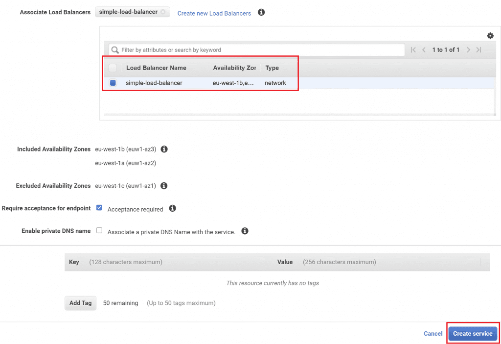 Create endpoint service